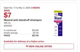 Costco Nizoral anti-dandruff shampoo offer