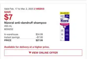 Costco Nizoral anti-dandruff shampoo offer