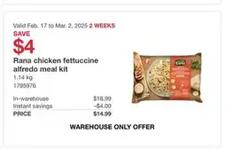 Costco Rana chicken fettuccine Alfredo meal kit offer