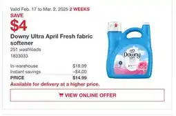 Costco Downy Ultra April Fresh fabric softener offer