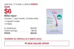 Costco Billie razor offer