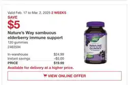 Costco Nature's Way sambucus elderberry immune support offer