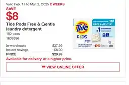 Costco Tide Coldwater Clean liquid laundry detergent offer