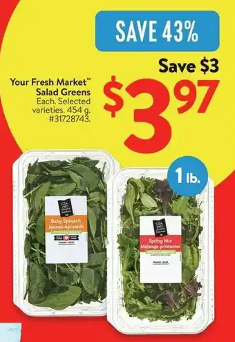 Walmart Your Fresh Market Salad Greens offer