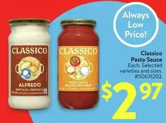 Walmart Classico Pasta Sauce offer