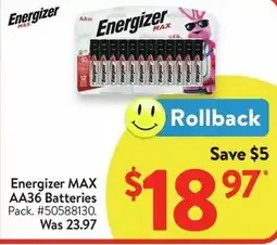 Walmart Energizer MAX AA36 Batteries offer