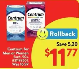 Walmart Centrum for Men or Women offer