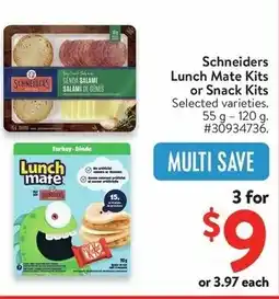 Walmart Schneiders Lunch Mate Kits or Snack Kits offer