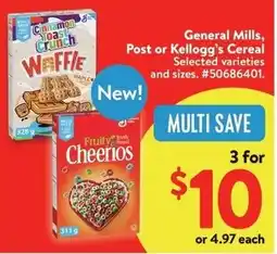 Walmart General Mills, Post or Kellogg's Cereal offer