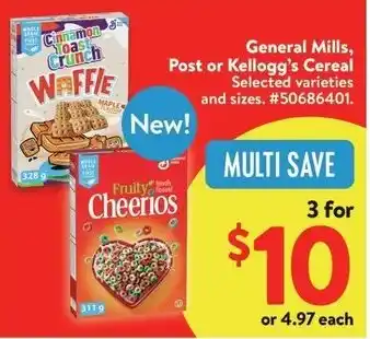 Walmart General Mills, Post or Kellogg's Cereal offer