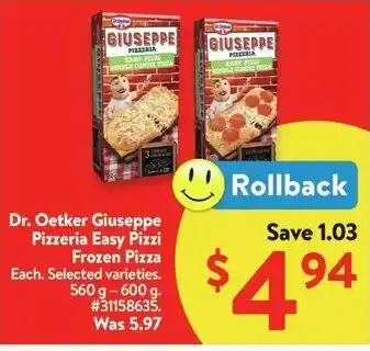 Walmart Dr. Oetker Giuseppe Pizzeria Easy Pizzi Frozen Pizza offer