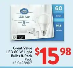 Walmart Great Value LED 60 W Light Bulbs 8-Pack offer