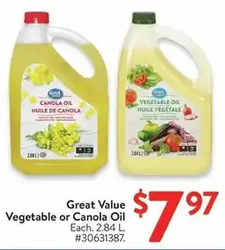 Walmart Great Value Vegetable or Canola Oil offer