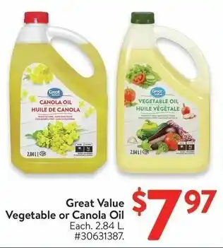 Walmart Great Value Vegetable or Canola Oil offer