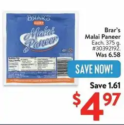 Walmart Brar's Malai Paneer offer