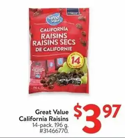 Walmart Great Value California Raisins offer