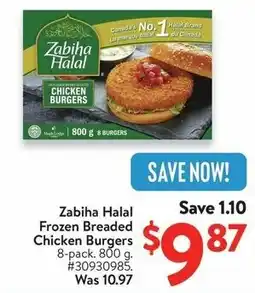 Walmart Zabiha Halal Frozen Breaded Chicken Burgers offer