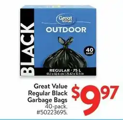 Walmart Great Value Regular Black Garbage Bags offer