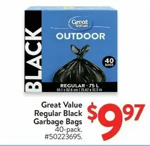 Walmart Great Value Regular Black Garbage Bags offer