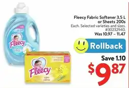 Walmart Fleecy Fabric Softener or Sheets offer