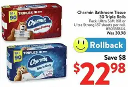 Walmart Charmin Bathroom Tissue 30 Triple Rolls offer