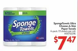 Walmart SpongeTowels Ultra Choose-A-Size Paper Towels offer