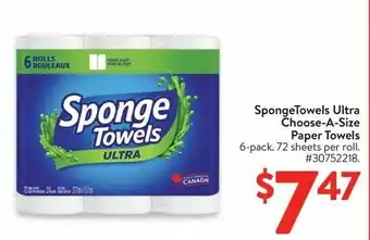 Walmart SpongeTowels Ultra Choose-A-Size Paper Towels offer