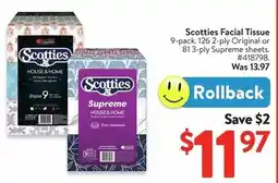 Walmart Scotties Facial Tissue offer