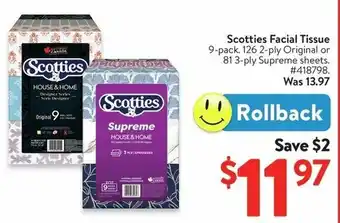 Walmart Scotties Facial Tissue offer