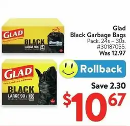 Walmart Glad Black Garbage Bags offer