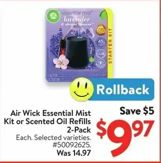 Walmart Air Wick Essential Mist Kit or Scented Oil Refills offer