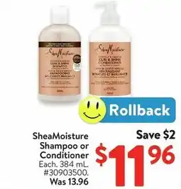 Walmart SheaMoisture Shampoo or Conditioner offer