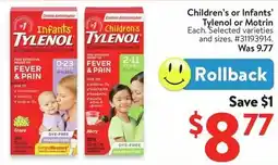 Walmart Children's or Infants' Tylenol or Motrin offer