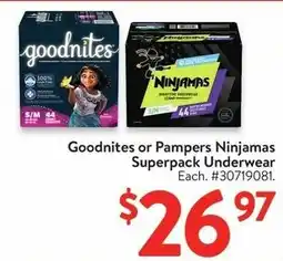 Walmart Goodnites or Pampers Ninjamas Superpack Underwear offer