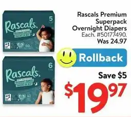 Walmart Rascals Premium Superpack Overnight Diapers offer