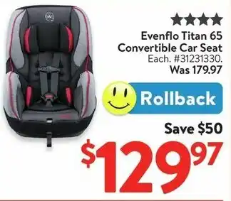 Walmart Evenflo Titan 65 Convertible Car Seat offer