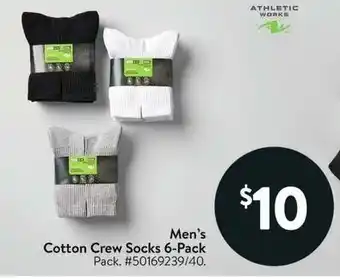 Walmart Men's Cotton Crew Socks offer