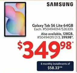 Walmart Samsung Galaxy Tab S6 Lite offer