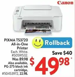 Walmart Pixma TS3720 all-in-one printer offer