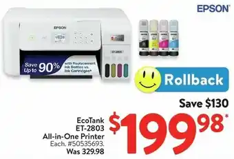 Walmart EcoTank ET-2803 All-in-One Printer offer