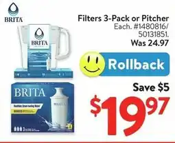 Walmart Filters 3-Pack or Pitcher offer