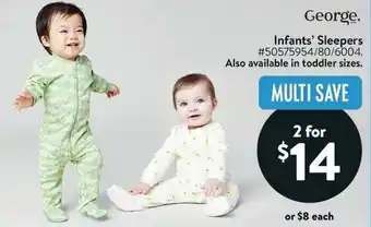 Walmart George Infants' Sleepers offer