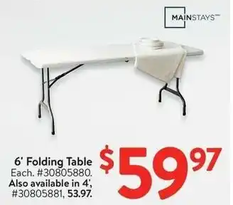 Walmart 6' Folding Table offer