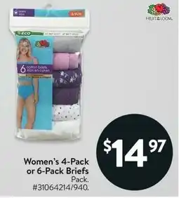 Walmart Women's 4-Pack or 6-Pack Briefs offer