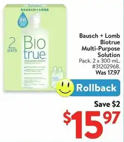 Walmart Bausch + Lomb Biotrue Multi-Purpose Solution offer