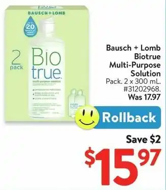 Walmart Bausch + Lomb Biotrue Multi-Purpose Solution offer