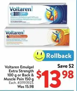 Walmart Voltaren Emulgel Extra Strength or Back & Muscle Pain offer