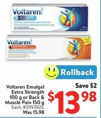 Walmart Voltaren Emulgel Extra Strength or Back & Muscle Pain offer