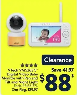 Walmart VTech VM5263 5" Digital Video Baby Monitor with Pan and Tilt and Night Light offer