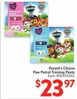 Walmart Parent's Choice Paw Patrol Training Pants offer